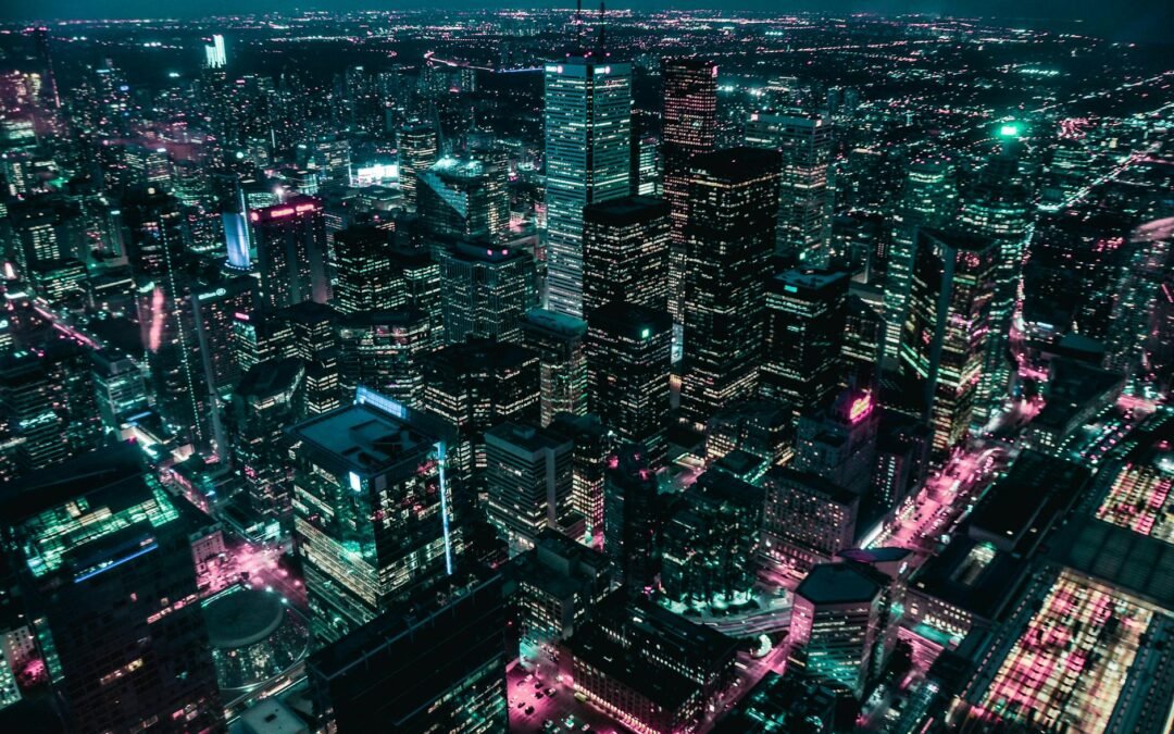 Aerial view of Toronto's skyline, symbolizing business opportunities for Canadian visas.