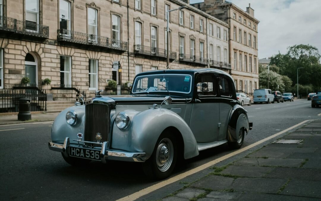 Classic car parked on a street, symbolizing Alberta's historic charm and culture.