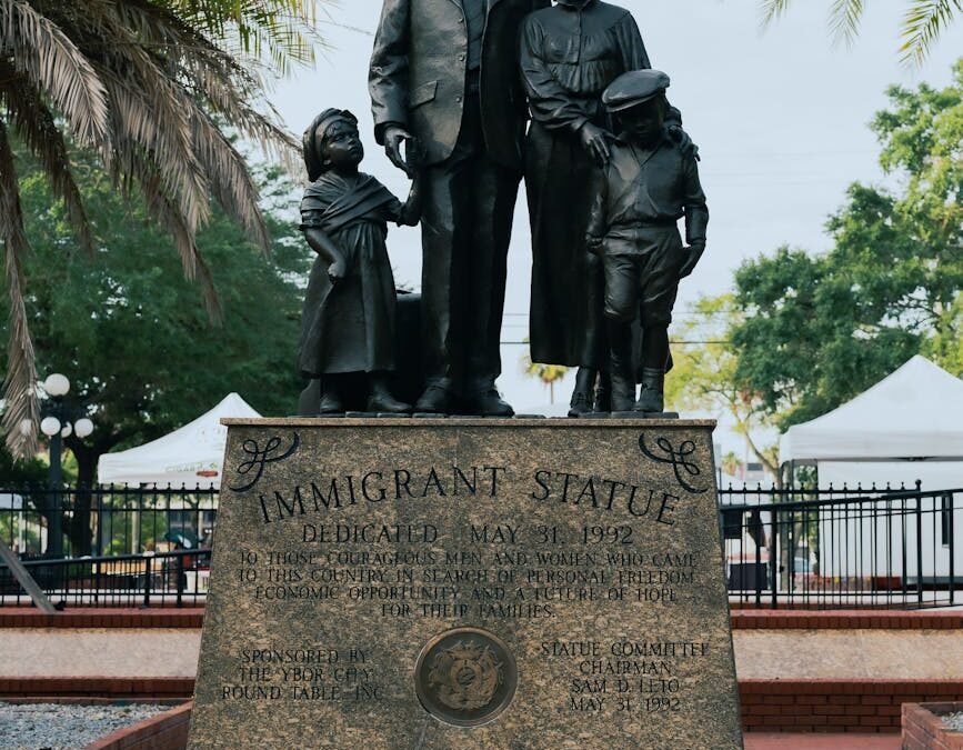 Statue honoring immigrants, symbolizing hope and resilience in immigration tools and history.