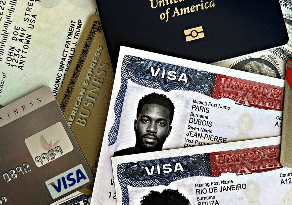 Visa documents and passport representing immigrant challenges and the journey to resettlement.